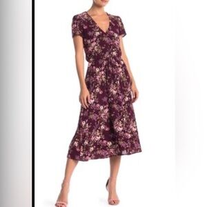 BOGO Dress Deal! Wayf Floral Midi Dress in Plum - Women's Casual Summer Dress